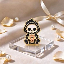 Skeleton Enamel Pin, Grim Reaper Brooch, Gothic Halloween Lapel Badge For Backpack Jacket Hat, Cute Spooky Jewelry Gift For Halloween Party - Multicolor - View 7