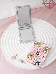 1PC Ins Cat Pet Series Portable Vanity Mirror, Foldable Lightweight Ultra-Thin Convenient Hand Mirror, Durable PU Leather, Suitable For Multiple Scenarios And All People, Foldable Rectangular Mirror, Pocket Mirror, Cartoon Star Letter Cat Frame Pattern Design, Exquisite Delicate Structure, Durable Reliable Drop-Resistant, Easy To Carry, Handheld Makeup Mirror, 180° Flip Cover Multi-Function Mini Mirror, Compact Mirror, Mirrors, Daily, Holiday, Birthday, Valentine's Day - Multicolor - View 2