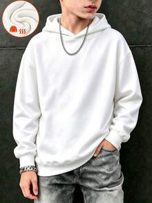 1 buah Sweatshirt Polos Putih Polos untuk Anak Laki-laki, Sweatshirt Longgar Warna Solid DIY Cetak Transfer Panas Lukisan Tangan Unisex Anak-anak Musim Semi/Musim Gugur Lapisan Dasar - Putih - View 1