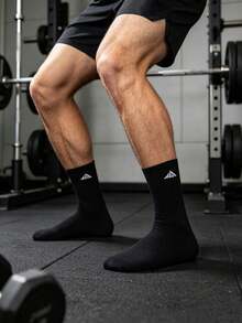 1/7/10/20 Pairs Black & White Main Color Inner-Twist Geometric Pattern, Neutral Colorway All-Season Style, Men's Outdoor Sports Casual Mid-Calf Socks - Multicolor - View 6