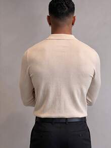 GRDR Men's Long Sleeve Knit Sweater For Daily Wear - Apricot - View 3