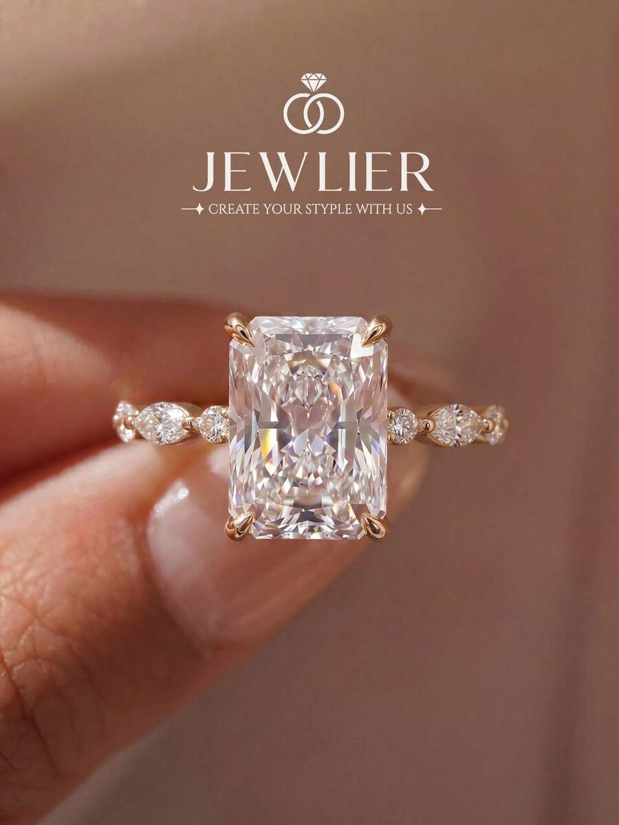 1 pièce Bague rectangulaire en forme d'œil, bijou pour femme, incrustée de zircone, luxueuse & exquise, cadeau de bague de mariage et de fiançailles