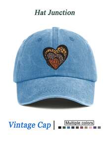 1pc Leopard Print Heart Pattern Women's Fashion Baseball Cap, Street Style Hip Hop Hat, Lightweight Comfortable All-Season Hat, Washed Vintage Cap Suitable For Daily Wear, Street Outings, Commuting, Gift For Loved Ones - A - View 12