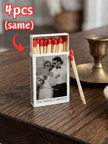 1/2/4pcs Customized Photo Matchbox Stickers, Personalized "The Perfect Match" Waterproof Labels, Suitable For Wedding Favors, Bridal Shower And Engagement Party, Minimalist Self-Adhesive Matchbox Decals, Customized Commemorative Gifts, Perfect Valentine's Day Souvenirs And Party Decorations - Multicolor - View 11