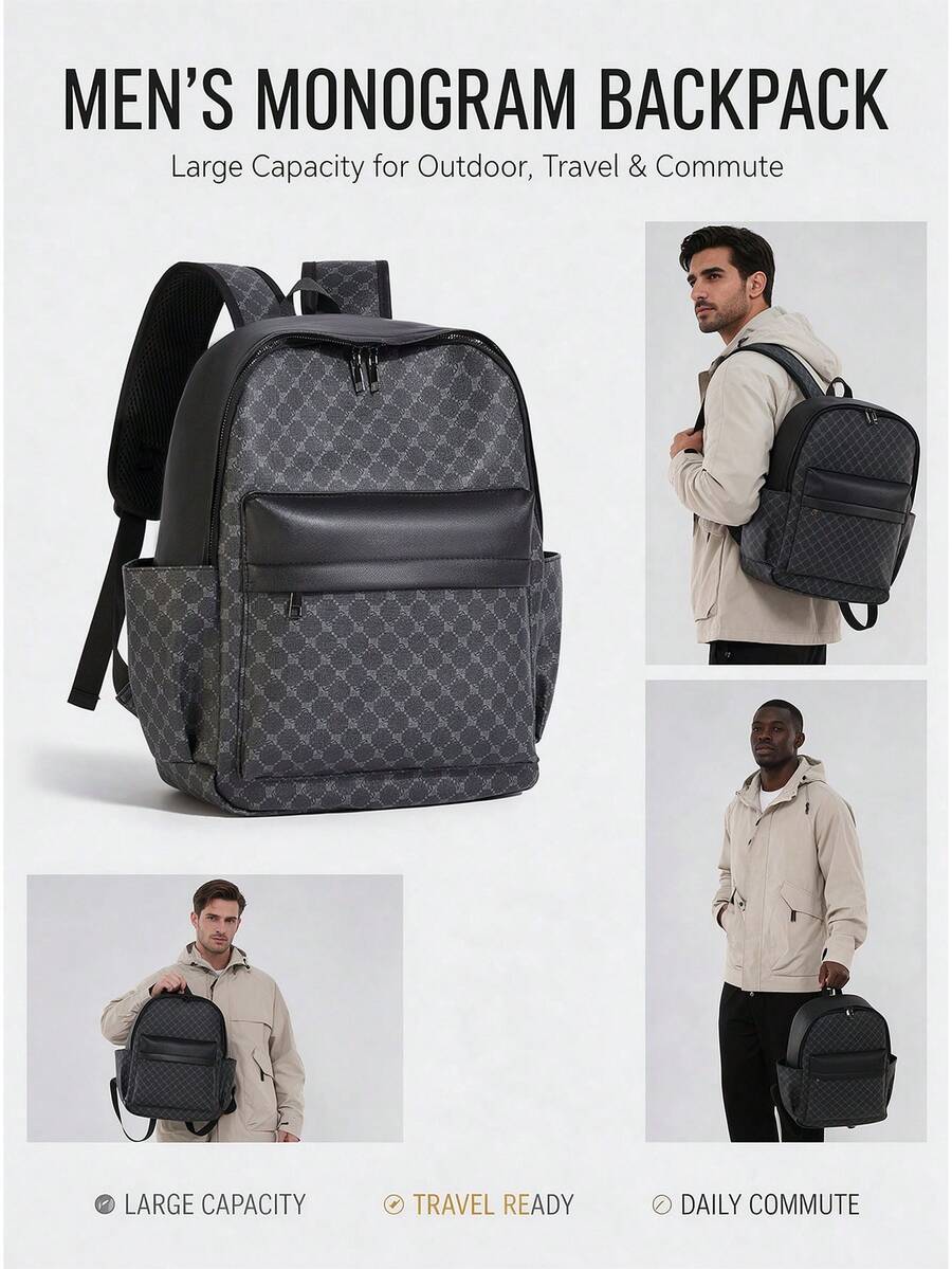 BEIQIANDAI Men's Fashion Vintage Large Capacity Backpack, Essential For Travel And Commuting, - Upgraded Version - View 1