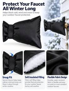 1pc Outdoor Faucet Cover, Thickened Anti-Freeze Insulation Cover, Winter Water Pipe Protector For Garden Faucet, Cold Weather Frost Protection, Water Resistant Oxford Cloth, Reusable, Hook And Loop Strap, Easy To Install, Suitable For Yard And Patio - A - View 7
