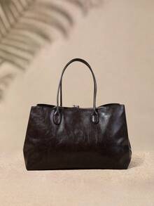 Tropiscape 2026 New Premium Large Capacity Shoulder Tote Bag For Women, Fashion Multi-Compartment Minimalist Versatile Commuter Handbag Briefcase, Faux Leather - Coffee Brown - View 5