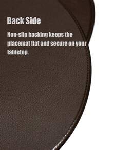 1/4/6pcs Round Brown PVC Synthetic Leather Placemats, Rollable For Easy Storage, Non-Slip Heat-Resistant Tabletop Protection, Washable And Easy To Clean, Suitable For Home Dinner, Wedding, Holiday Table Decoration, Daily Kitchen, Restaurant Indoor And Outdoor Dining Table Decor - Black - View 6