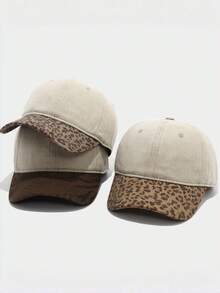 American Vintage Colorblock Patchwork Baseball Cap Unisex Leopard Tiger Animal Print Brim Baseball Cap Outdoor Sun Hat - Retro - View 4