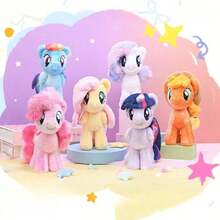 Hasbro My Little Pony Plush Keychain Blind Box Toy Backpack Charm Popular Characters Twilight Sparkle Applejack Pinkie Pie Fluttershy Rainbow Dash Rare Angry Gift Souvenir - Multicolor - View 2