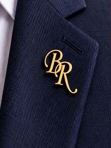 Personalized Initial Lapel Pin, Customized Name Brooch, Groom And Groomsmen Pin, Stainless Steel Jewelry Wedding Gift, Unisex Initial Brooch - Multicolor - View 3