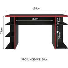 Escritorio Gamer para PC y Consola, Mesa de Juegos con Almacenamiento para Monitores, Teclado, Auriculares y Videojuegos, Escritorio de Oficina en Casa, Fácil de Armar - Negro - Ver 5