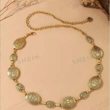 Vintage Jewelry Punk Style Metal Hollow Flower Disc Waist Chain Women's Fashion Retro Body Chain - Gold - View 2