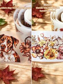 4 Rolls/Box Upgrade Pre-Cut Autumn Cottagecore Theme Washi Tape Set, PET Sticker Rolls, Masking Decorative Tape, Used To Make Scrapbook DIY Handbook Scrap Book Accessories, For Audlt Junk Journal Supplies, Gift Arts And Crafts - one-size - View 8