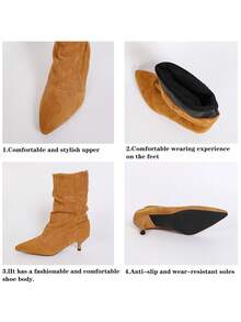 Women's New Stiletto Heel Elastic Slim Fit Sock Boots Mid-Calf Ankle Boots - Ginger - View 8