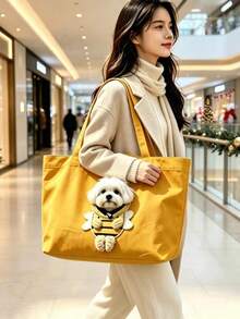 1pc Pet Travel Bag For Cats And Dogs, Crossbody Handbag, Convenient For Outings And Walks, Small Dog Head-Out Shoulder Bag, Breathable Pet Carrier, Suitable For All Seasons - Multicolor - View 3