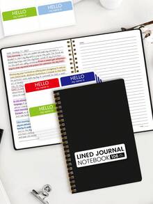 1 Set Minimalist Black Journal Notebook With Name Label Stickers, 52 ...