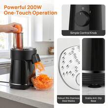 Pengiris dan Pencacah Sayuran Elektrik, SOKANY SK-06059 Food Processor dengan Pisau Stainless Steel, Motor 200W, Kontrol Satu Sentuhan, Saluran Penyajian Langsung, Alas Anti Selip, Mudah Dibersihkan, Untuk Wortel, Mentimun, Kentang, Keju, Hitam - Hitam - View 2