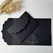 NIEWSPECIAL 10/20/25/50/100pcs Triangle Pattern Tri-Fold Pocket Wedding Invitation Covers, Engagement, XV Birthday, Baptism Minimalist Invitation Envelopes, DIY Invitations, 5*7 Inch Pocket Style Customized Invitation Cards - Style a - View 29