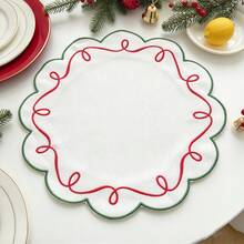 1/4pcs Polygon Pink Asymmetric Embroidered Bow Napkins, Suitable For Valentine's Day, Weddings, Holidays And Daily Use. - Multicolor - View 5