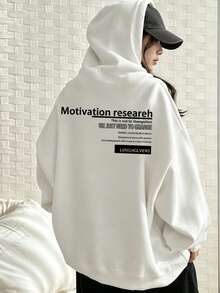 Women's Fashion Autumn/Winter Round Neck Loose Casual Comfortable Versatile Letter Print Sweatshirt Sweatshirt - White - View 2