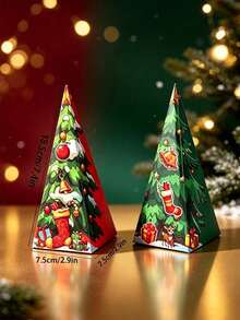10/Pcs/Pack Christmas Party Gift Candy Cookie Paper Box, Santa Claus Reindeer Paper Box Candy Box Christmas Party Decoration Box, Paper Box - View 6