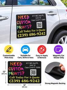 Stiker Magnet Mobil Kustom, Stiker Personalisasi yang Cocok untuk Mobil, Van, Truk Anda, Desain Tahan Air, Iklan Bergerak, Identifikasi Kendaraan Komersial - MultiWarna - View 2