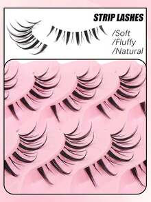 10 Pairs Doll-Like Natural False Eyelashes - Transparent Stem Cartoon Lashes, Fairy-Style Design, Perfect For Cosplay - Reusable - Black - View 7
