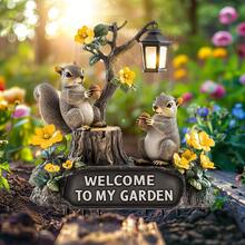 Outdoor Garden Squirrel Street Light Nut Eating Welcome Sign Acrylic Garden Yard Animal Ground Stake Decor - C - View 1