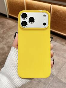 Glossy Yellow Phone Case, Ins Bright Yellow Solid Color Large Hole Candy Color Smooth Phone Shell, Cover, Ideal Gift For Daily Use And Birthday, Compatible With IPhone Case, Compatible With IPhone12/13/13 Pro Max/14 Pro/15/15 Pro Max/16/16 Plus/16 Pro Max/17/17 Pro/18 Pro/18 Pro Max, Phone Accessories, Fast Shipping - Yellow - View 4