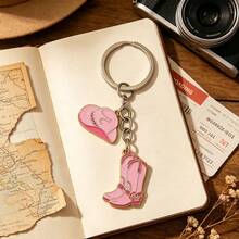 Western Cowboy Boots & Hat Metal Car Keyring, Colorful Drip Oil Pendant, American Country Style Keychain - Western Style - View 6
