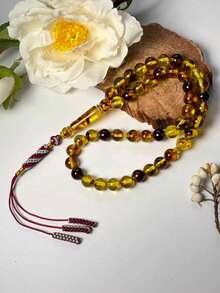 1pc Resin Tasbih Prayer Beads, 51 Beads Handmade Woven Tassel Style, Handheld Prayer Beads Misbaha - Multicolor - View 1
