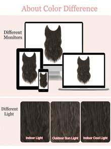 Invisible Wire Hair Extensions Dark Chocolate Brown Long Wavy Hair Extensions With Transparent Headband Fish Line Secret Hairpieces For Women - Dark Brown - View 7