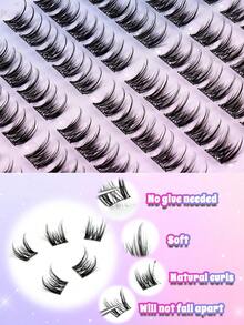 MAANGE 100 Clusters D-Curl Manga Long Self-Adhesive False Eyelashes, Segmented With Built-In Adhesive Tape, Realistic Eyelashes, Suitable For Beginners, Reusable, Daily Wear, With Adhesive Strip, Can Extend Eyelashes, Use As Needed, Convenient And Suitable For European And American Eye Shapes - D - View 9