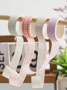 4 Rolls/Box Of Colorful Checkered Patterned Creative Washi Tape, A Masking Tape Set For DIY Diary Scrapbooking, Gift Box Decoration, A Perfect Gift For Friends - Sets - View 11
