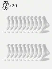 1/5/10/20 Pairs Men's Solid Color Minimalist Mid-Calf Socks, Striped Compression Anti-Slip Shock-Absorbing Sports Socks, Casual Everyday Socks - Multicolor - View 7
