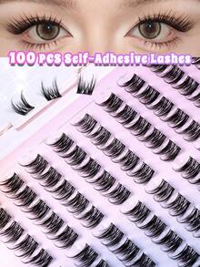 MAANGE 100 Clusters D-Curl Manga Long Self-Adhesive False Eyelashes, Segmented With Built-In Adhesive Tape, Realistic Eyelashes, Suitable For Beginners, Reusable, Daily Wear, With Adhesive Strip, Can Extend Eyelashes, Use As Needed, Convenient And Suitable For European And American Eye Shapes - D - View 5