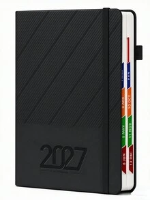 2027 English Twill Notebook - Student Notebook - Daily Time Management And Efficiency Planner - Multicolor - View 5