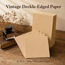 25 Sheets Watercolor Paper, 300gsm Rough/Textured Handmade Cotton Paper, 4 X 6 Inches/5 X 8 Inches/8 X 11 Inches, Suitable For Watercolor Painting, Wedding Invitations, Cards, Crafts, Etc. - White - View 15
