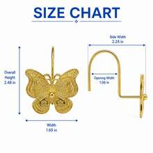 12pcs Double Layer Metal Butterfly Shower Curtain Hooks Decorative Curtain Hooks - Gold - View 4