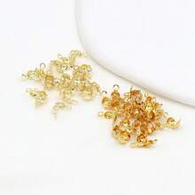 50pcs/Bag Copper Plated Double-Head Clasp 14K Gold Plated Positioning Bead Clip Buckle Wire Clasp Accessories Material DIY Accessories - Double-headed Snap Button - View 3