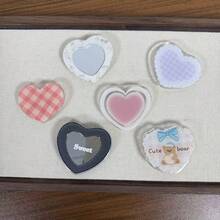 Plaid Heart Phone Stand, Adhesive Back Phone Support Bracket, Mirror Heart-Shaped Phone Holder, Multi-Function Telescopic Stand - Multicolor - View 1