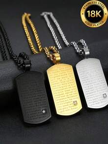 1pc Men's English Letter Fashion Vintage Rhinestone Creative Stainless Steel Necklace, Suitable For Gifts And Daily Wear - Pendant - View 1