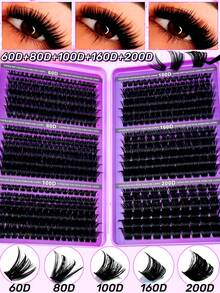 564pcs D Curl Single Cluster False Eyelashes, 10-16mm Mixed Length Tray ...