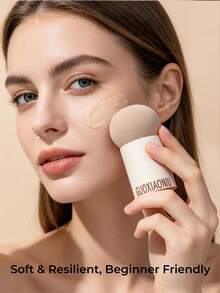 GUOXIAONIU Mushroom Makeup Puff, Wet & Dry Dual Use Ultra Soft Springy Beauty Sponge, Beginner Friendly, Seamless Fit For Natural Radiant Complexion - Milk Coffee Large Mushroom - View 10