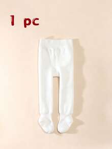 1/3 Pairs Girls' Solid Color Thermal Lined Thick Vertical Striped Tights, Ultra Warm For Below 5°C, Suitable For Autumn/Winter - Multicolor - View 29