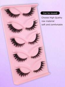 5 Pairs Fox Eye Tail Extension False Eyelashes, Transparent Stem, Soft & Lightweight, Natural Long Mink-Like Faux Eyelashes, Tapered Tips, Comfortable Realistic Lashes For Dating & Travel, Large Capacity Essential - Black - View 7