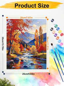 DIY Paint By Numbers Kit, Autumn Mountain Forest Stream Landscape Oil Painting, Hand Painted Painting Kit, Home Wall Decor Gift - A - View 6