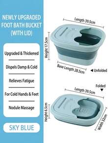 Large Capacity Deep Bucket Portable Home Foot Bath Basin, Healthy Heat-Insulating Foldable Foot Washing Tub With Massage Rollers And Lid Function, Soaking Tired Feet To Relieve Stress, Essential For Home Life - Multicolor - View 3