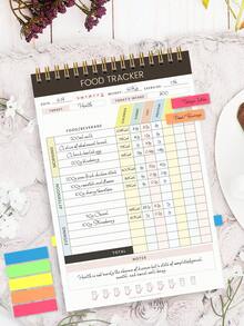 1pc 52-Page Daily Food Tracker Notepad, 21.7x14cm Top Spiral Meal Log With Calories, Carbs, Fat & Protein Tracking, Weight, Exercise & Notes Sections, Office Desk Accessories - Rectangle - View 1
